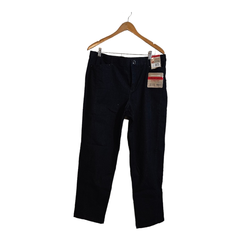 Khaki & Company Straight Leg Stretch Jeans in Dark Indigo Jeans Size 16 NWT